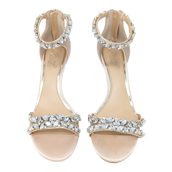 Jewel Badgely Mischka Caroline Rhinestone Ankle Strap Evening Heels Size 9 - Picture 5 of 8